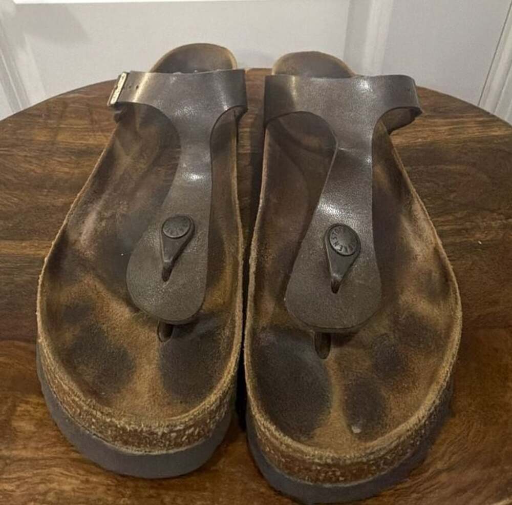 Birkenstock Gizeh Sandals Size 38 Brown Leather Thong T-Strap